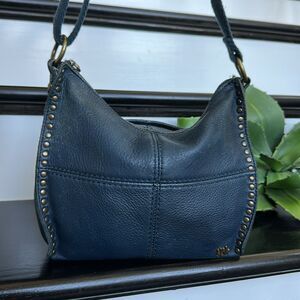 The Sak Genuine Leather Navy Blue Hobo Shoulder Bag with Stud soft luxurious